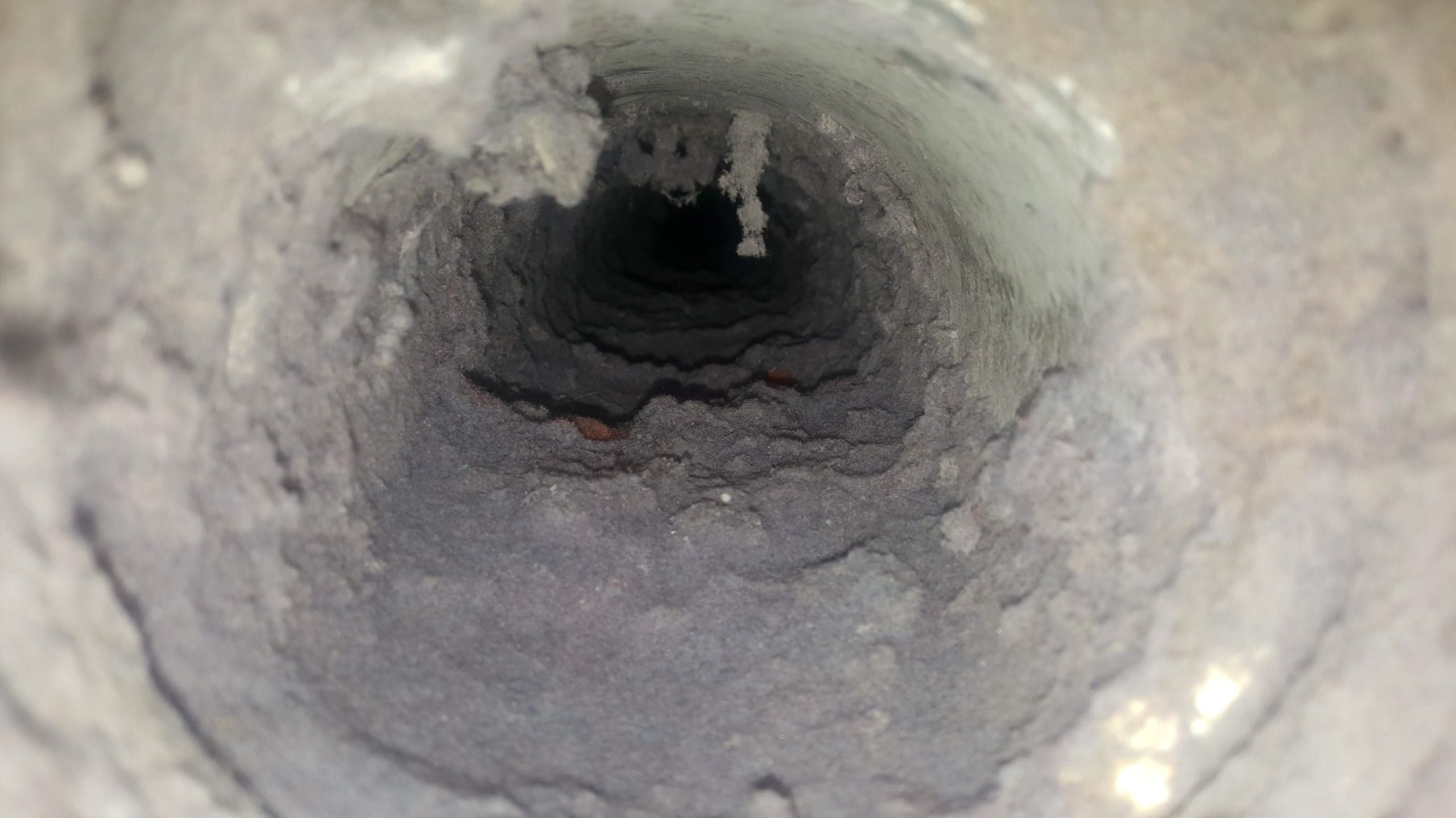 Severe Lint and Debris Buildup Inside Dryer Vent